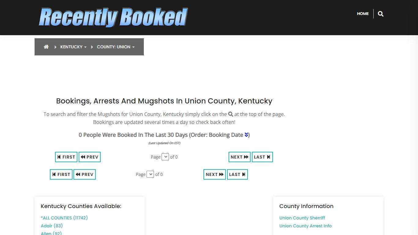 Bookings, Arrests and Mugshots in Union County, Kentucky - Recently Booked