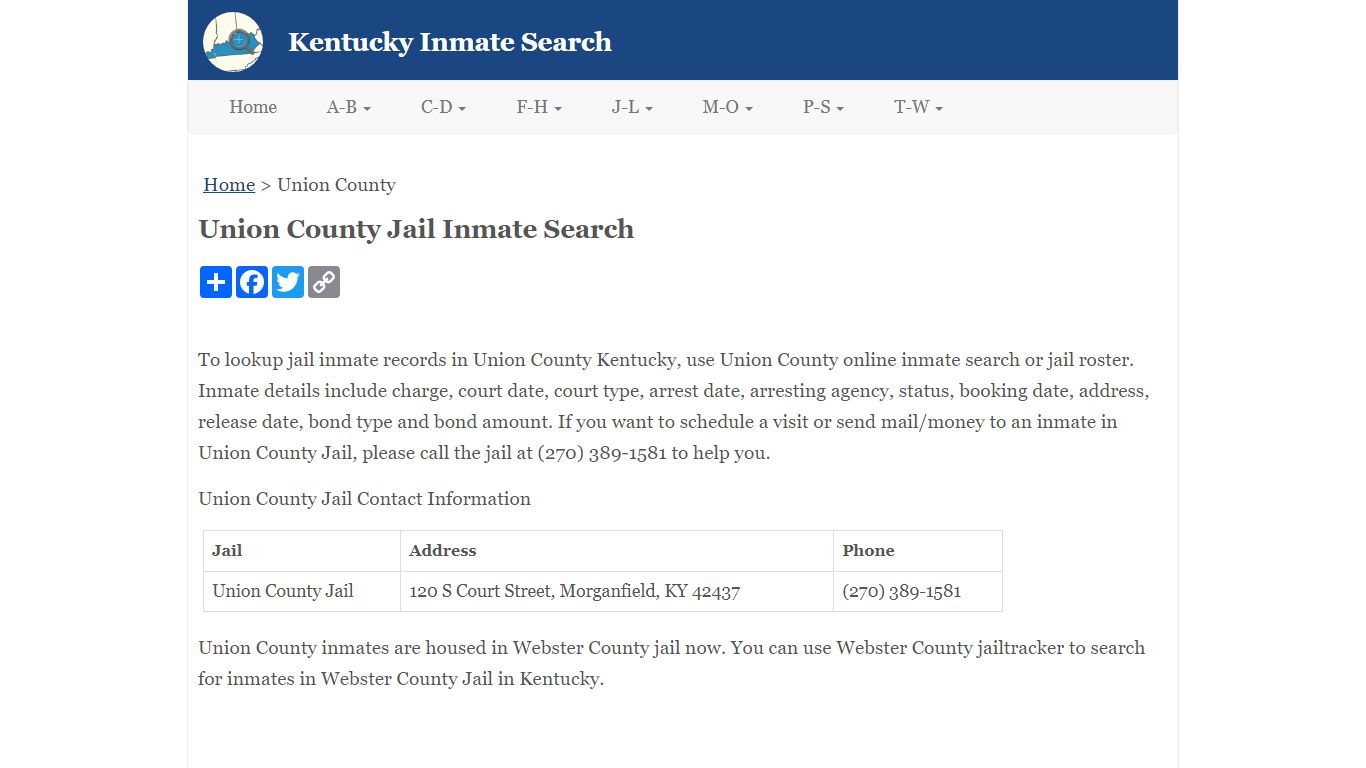 Union County Jail Inmate Search