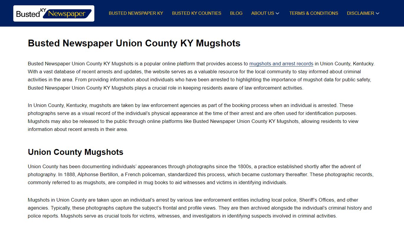 Busted Newspaper Union County KY Mugshots